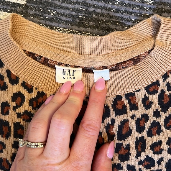 Gap Kids Leopard Print Cotton Pullover Sweater - Picture 2 of 4